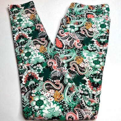 NEW LuLaRoe OS Leggings GREEN CORAL BLACK Bold Flower BANDANNA PAISLEY BOTEH Dot